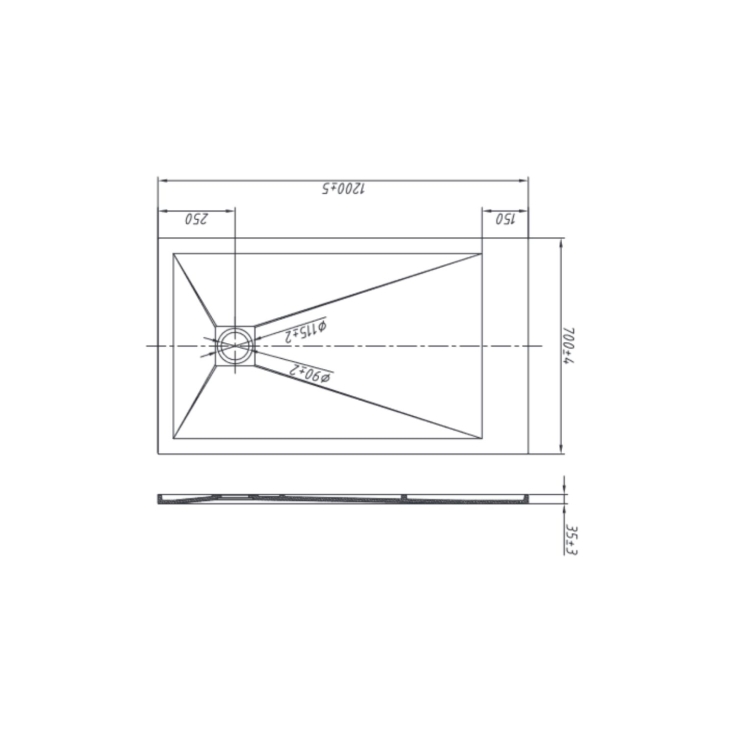 Piatto doccia 120x70 cm antracite Como Aquana -8