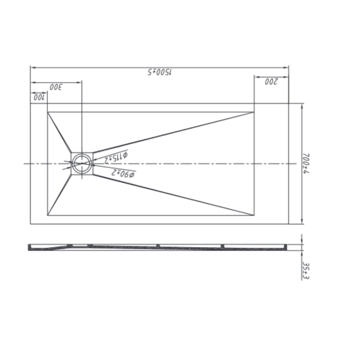 Piatto doccia 150x70 cm antracite Como Aquana -8