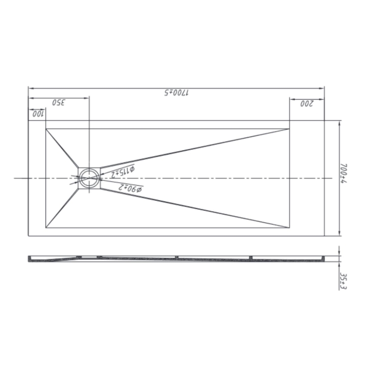 Piatto doccia 170x70 cm antracite Como Aquana -9