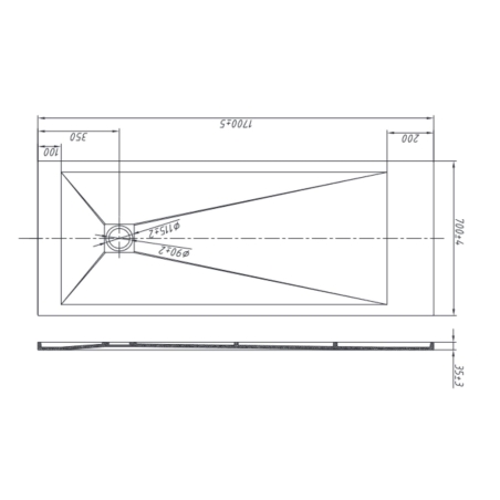 Piatto doccia 170x70 cm antracite Como Aquana -9