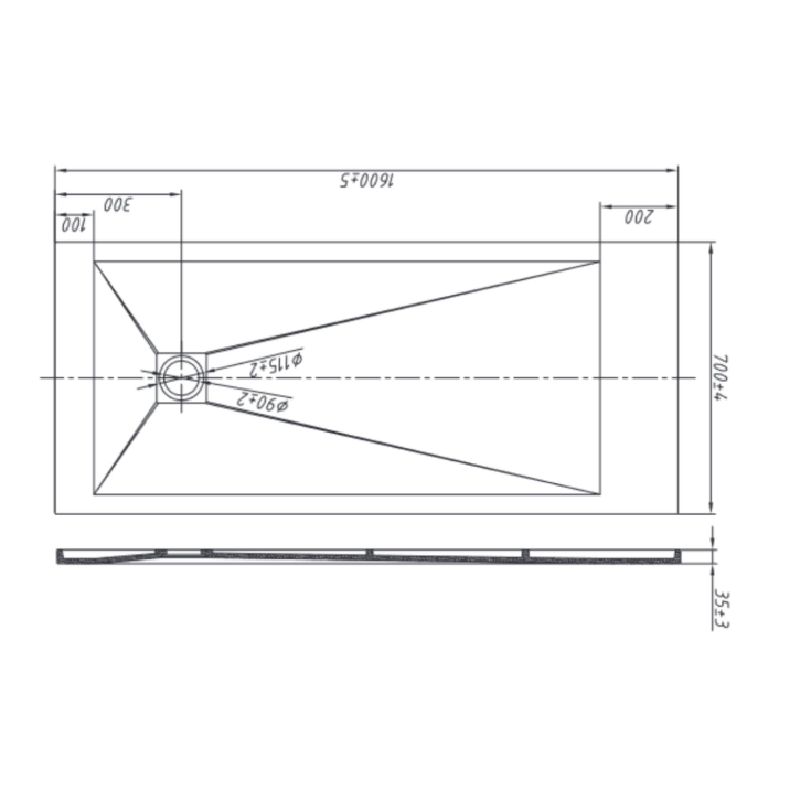 Piatto doccia 160x70 cm antracite Como Aquana -7