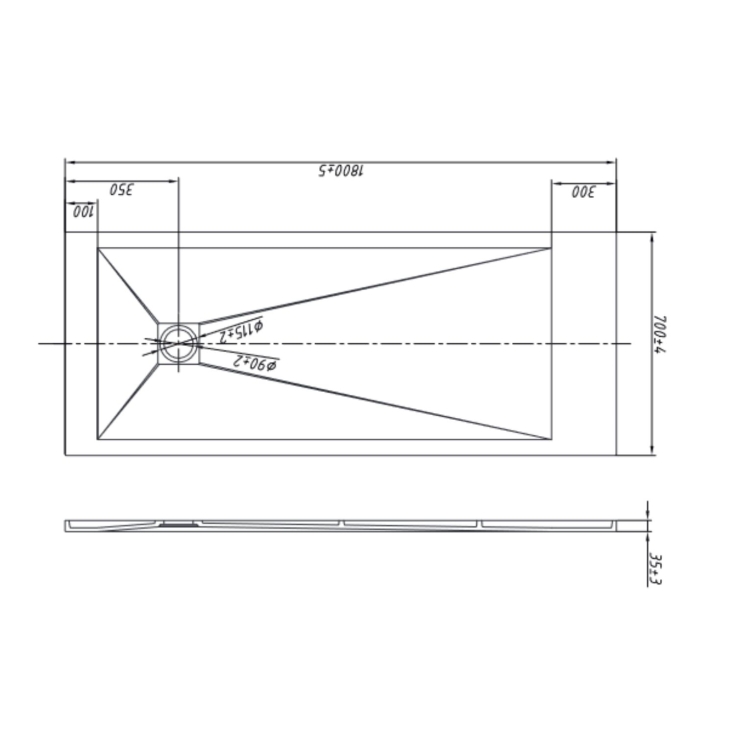 Piatto doccia 180x70 cm antracite Como Aquana -8