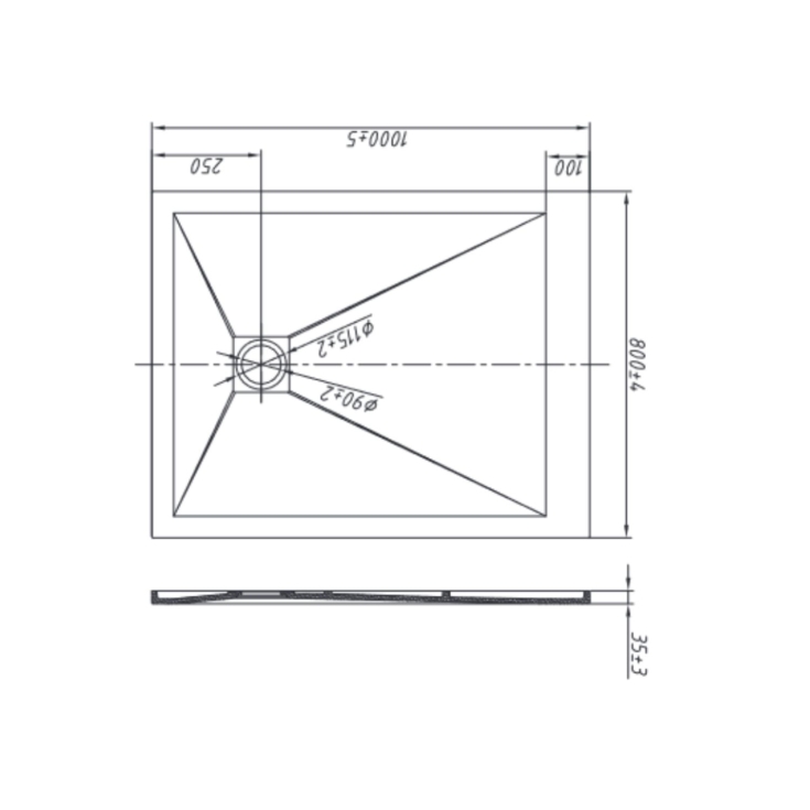 Piatto doccia 100x80 cm antracite Como Aquana -7