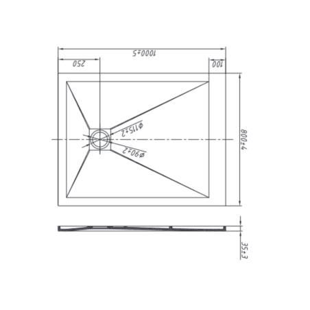 Piatto doccia 100x80 cm antracite Como Aquana -7