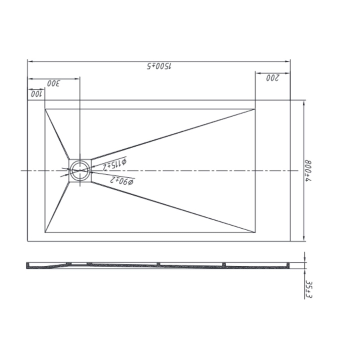 Piatto doccia 150x80 cm antracite Como Aquana -7