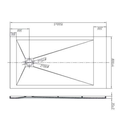 Piatto doccia 150x80 cm antracite Como Aquana -7