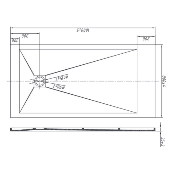 Piatto doccia 160x80 cm antracite Como Aquana -7