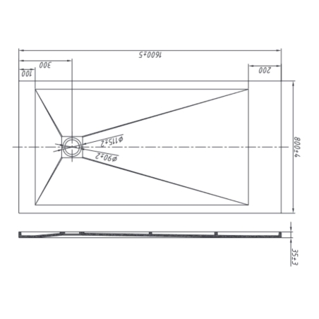 Piatto doccia 160x80 cm antracite Como Aquana -7
