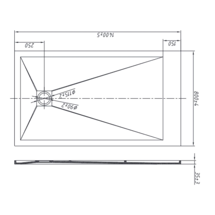 Piatto doccia 140x80 cm antracite Como Aquana -8