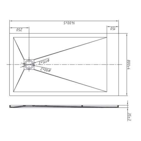 Piatto doccia 140x80 cm antracite Como Aquana -8