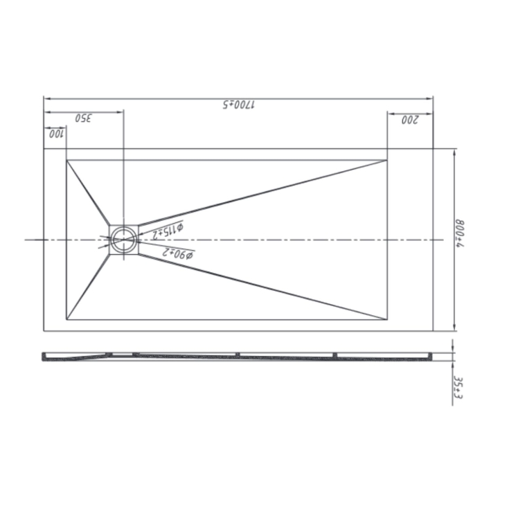 Piatto doccia 170x80 cm antracite Como Aquana -6