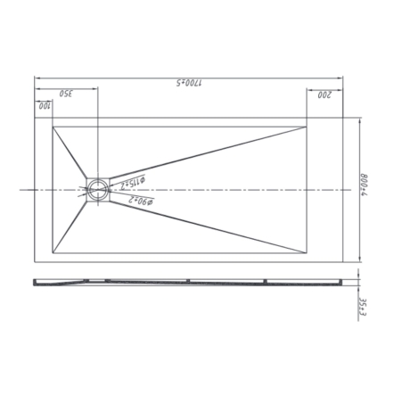 Piatto doccia 170x80 cm antracite Como Aquana -6