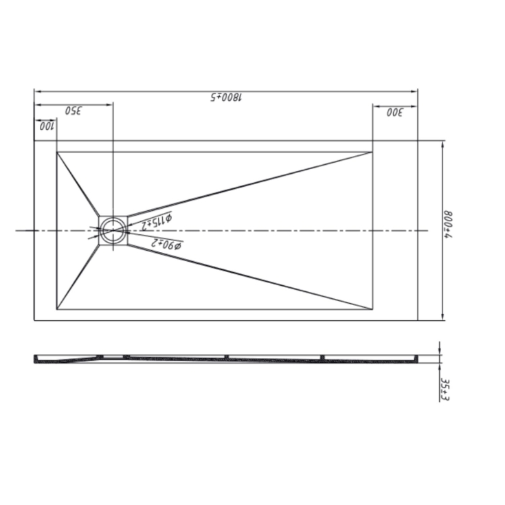 Piatto doccia 180x80 cm antracite Como Aquana -7