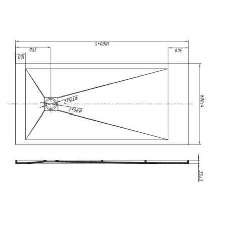 Piatto doccia 180x80 cm antracite Como Aquana -7