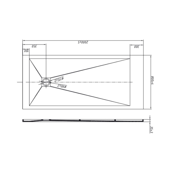 Piatto doccia 200x80 cm antracite Como Aquana -7