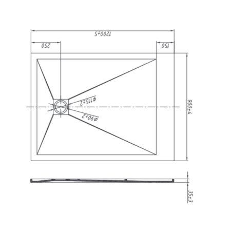Piatto doccia 120x90 cm antracite Como Aquana -7