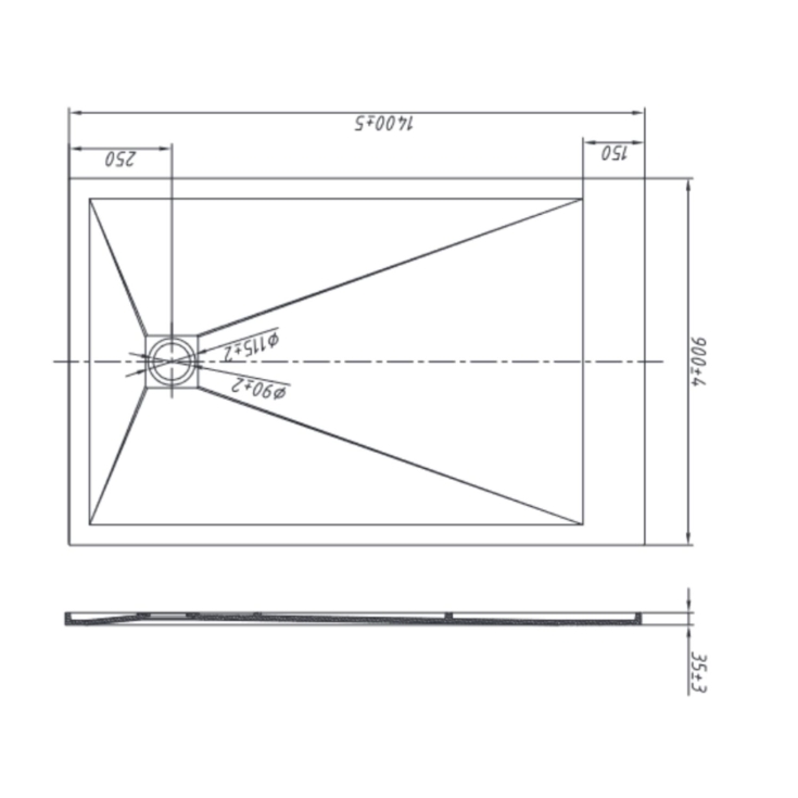 Piatto doccia 140x90 cm antracite Como Aquana -7