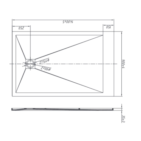 Piatto doccia 140x90 cm antracite Como Aquana -7