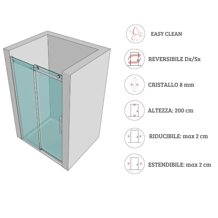 Box doccia per nicchia cromo lucido 8 mm Giotto -3