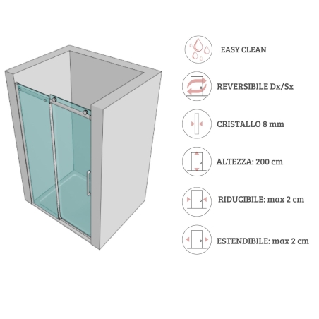 Box doccia per nicchia cromo lucido 8 mm Giotto -3