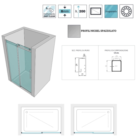 Box doccia per nicchia nickel spazzolato 8 mm Giotto -2