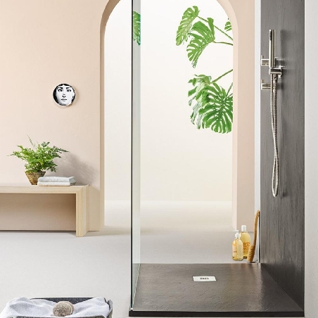 Piatto doccia effetto pietra 100x80 cm Agha bianco Stone -0