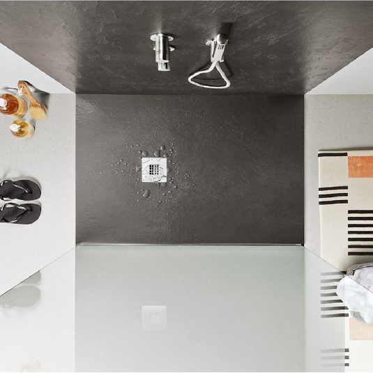 Piatto doccia effetto pietra 100x80 cm Agha bianco Stone -4