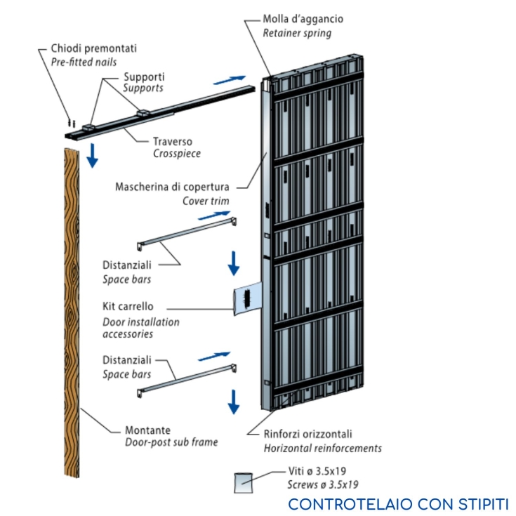 Controtelaio cartongesso 100 anta unica Scrigno Maestro Platinum -5