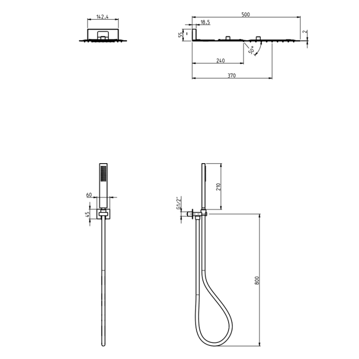 Kit doccia quadro ad incasso Duplex Frattini 92901F.LLI FRATTINI