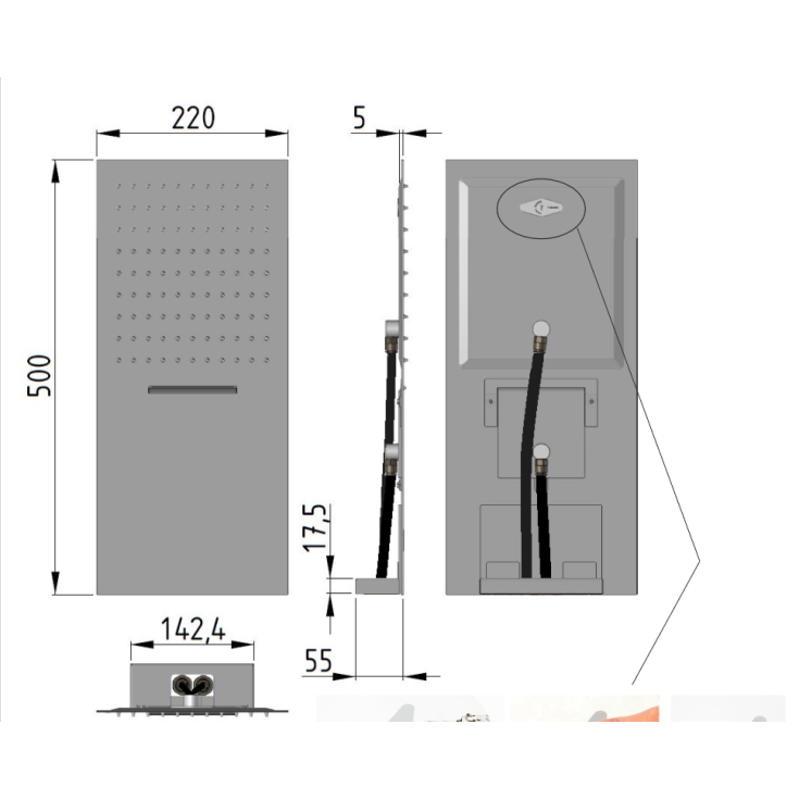 Kit doccia quadro ad incasso Duplex Frattini 92901F.LLI FRATTINI