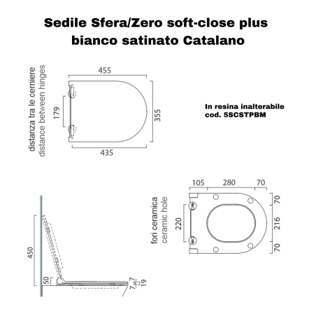 Copriwater soft-close plus bianco satinato SCSTPBM Sfera/ZeroCATALANO