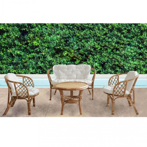 Salotto da giardino completo di tavolino Bahamas - Miele -1