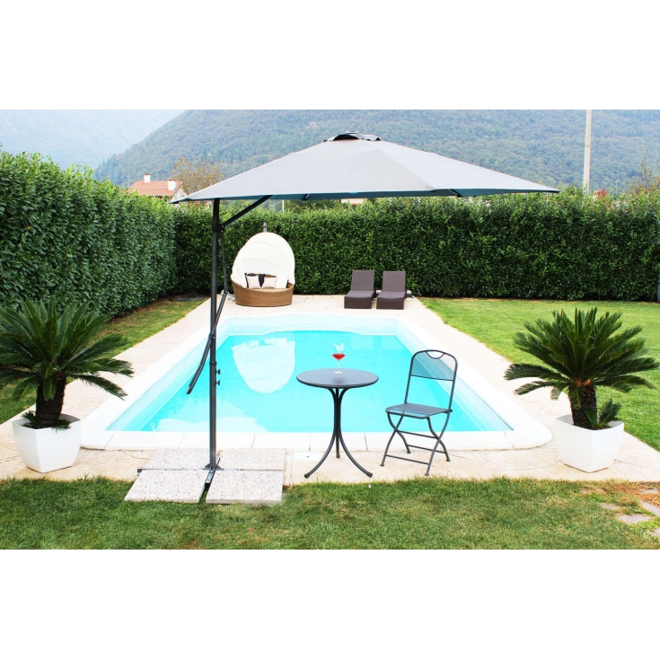 Ombrellone 2x3 metri con palo laterale e telo grigio 180gr - Zenith -5