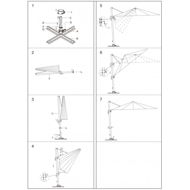 Ombrellone Saturno Bianco P/L 3 X 4 Telo Tortora