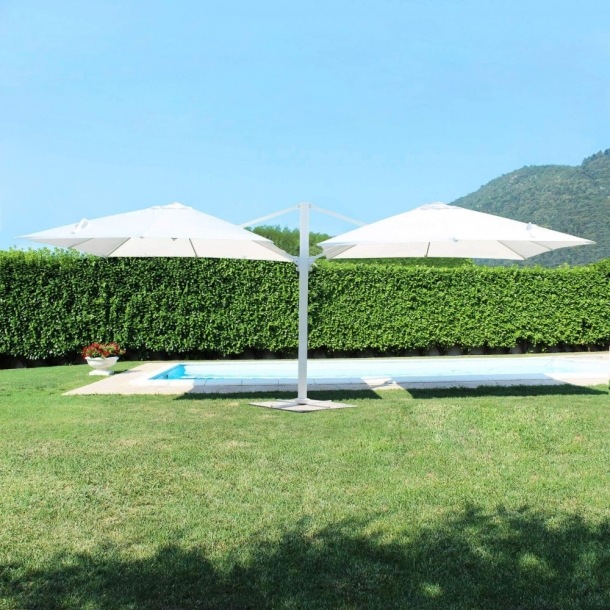 Ombrellone Doppio 3 X 3 Archimede Bianco Telo Bianco