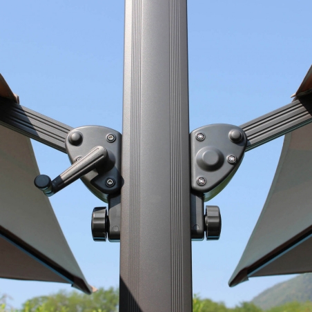 Ombrellone Doppio 3 X 3 Archimede Antracite Telo Taupe