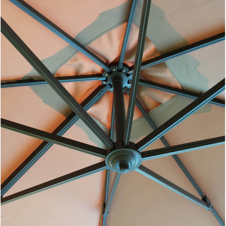 Ombrellone Doppio 3 X 3 Archimede Antracite Telo Taupe