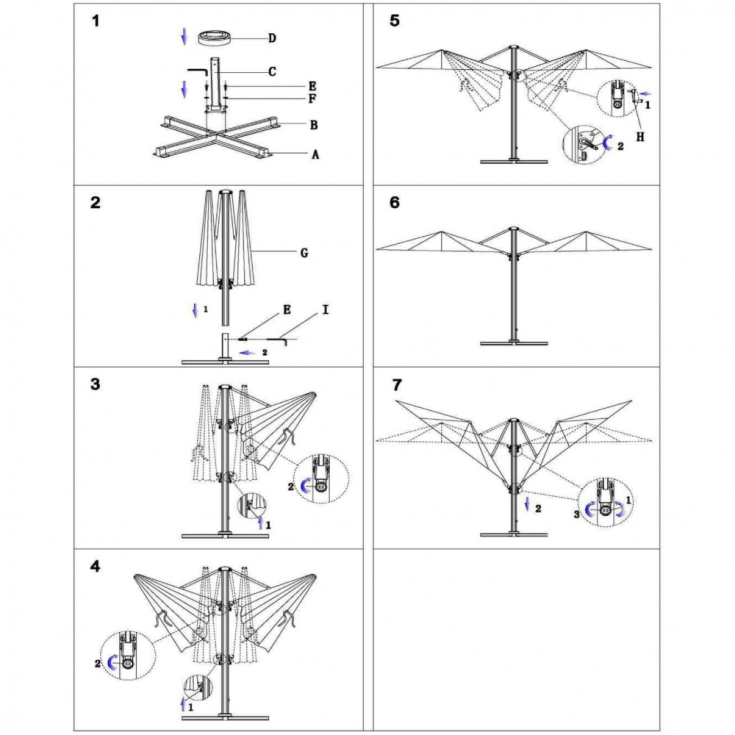 Ombrellone Doppio 3 X 3 Archimede Antracite Telo Taupe
