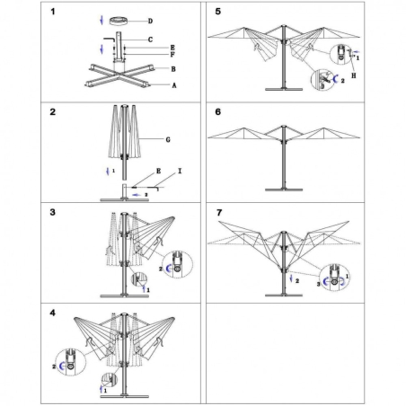 Ombrellone Doppio 3 X 3 Archimede Antracite Telo Taupe