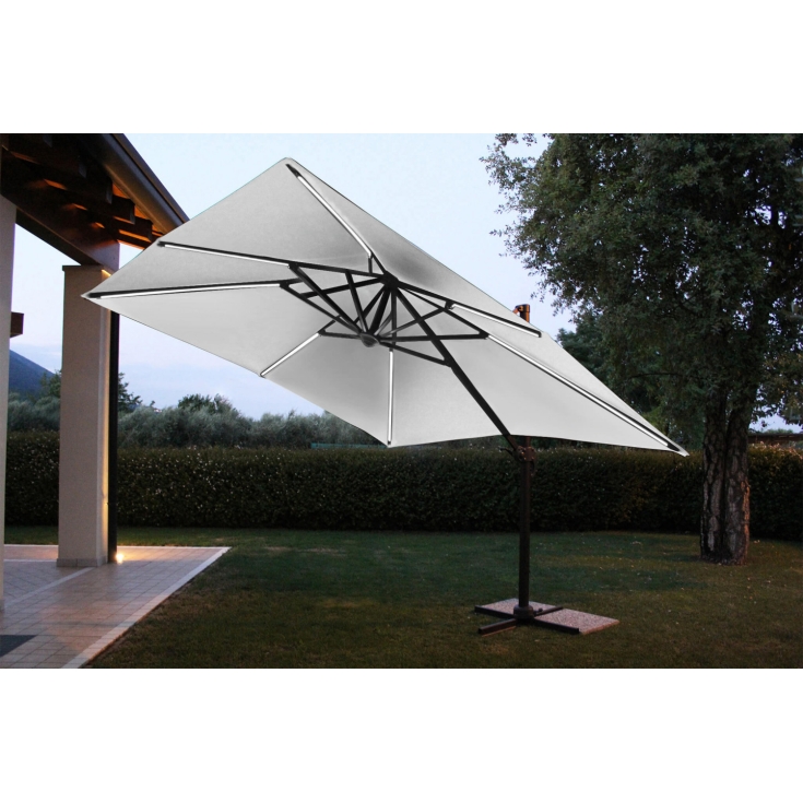 Ombrellone Con Led 3 X 4 Pitagora Antracite Telo Grigio