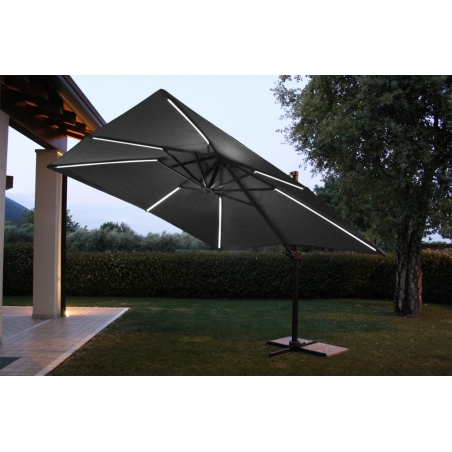 Ombrellone Con Led 3 X 4 Pitagora Antracite Telo Grigio