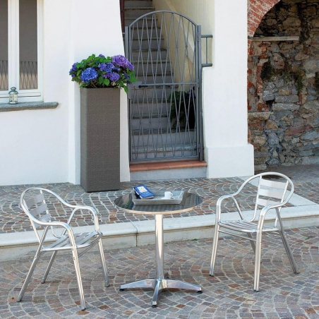 Sedia con braccioli da bar Impilabile in alluminio - Double -4