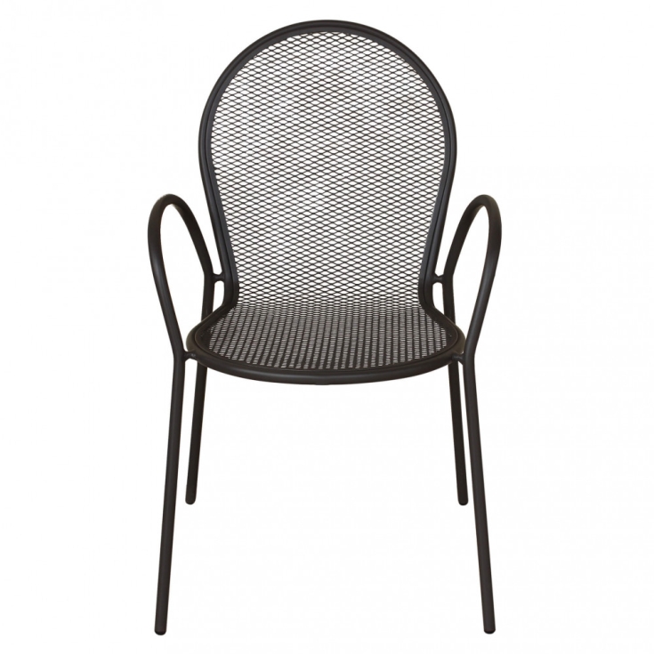 Sedia con braccioli da giardino in metallo impilabile grigia Sheffield -2