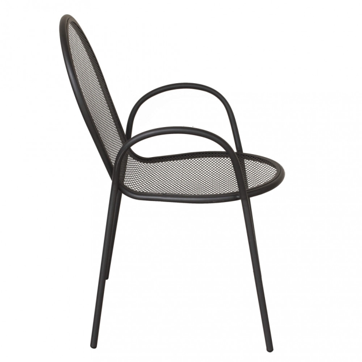 Sedia con braccioli da giardino in metallo impilabile grigia Sheffield -3