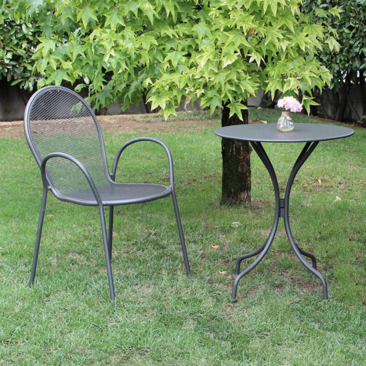 Sedia con braccioli da giardino in metallo impilabile grigia Sheffield -5