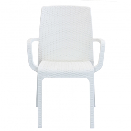 Sedia con braccioli in wicker 57x59x86cm Bianca - Indiana -4