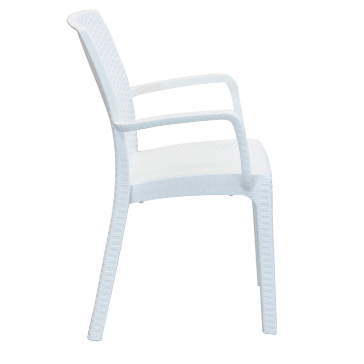Sedia con braccioli in wicker 57x59x86cm Bianca - Indiana -5