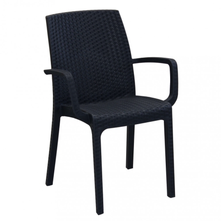 Sedia con braccioli in wicker Antracite 57x59x86cm - Indiana -3