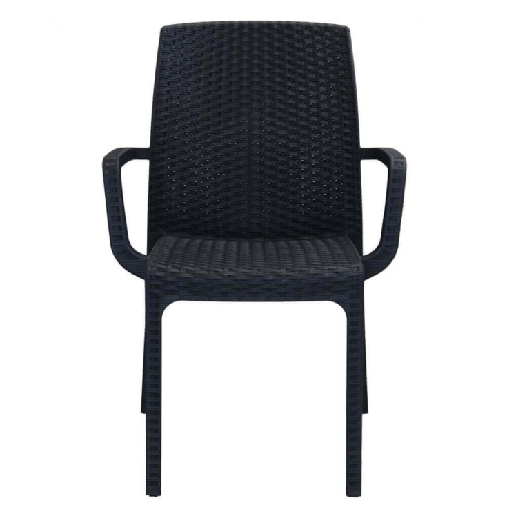 Sedia con braccioli in wicker Antracite 57x59x86cm - Indiana -4