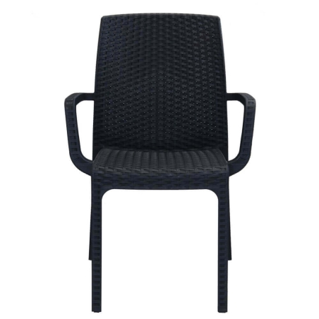 Sedia con braccioli in wicker Antracite 57x59x86cm - Indiana -4